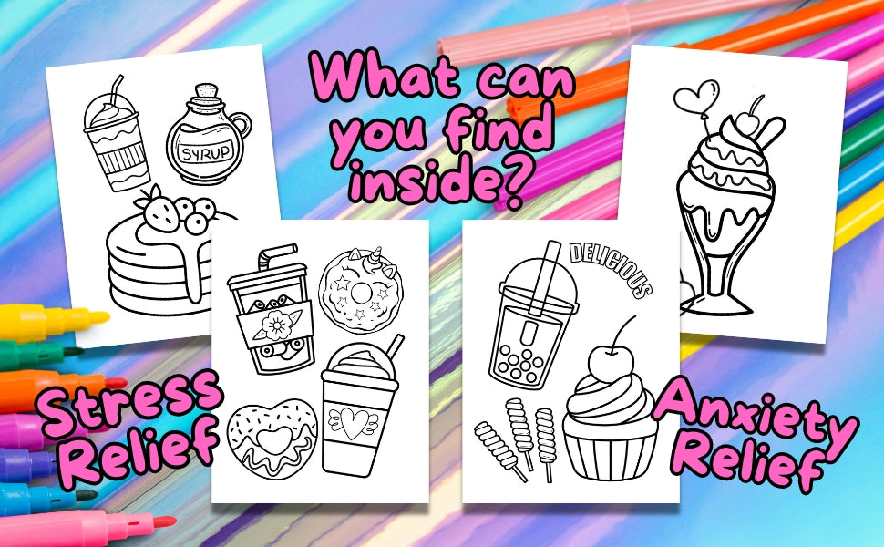 Sweet Desserts Coloring Book for all Ages: Cute Desserts Coloring Book for all ages