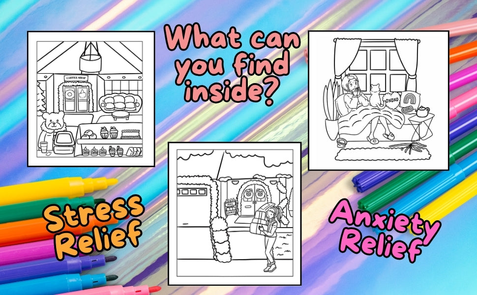 Cute and Cozy Coloring Book: Cute and Cozy Coloring Book for Adults